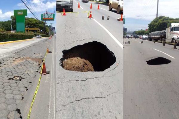 Informan sobre colapso en tubería de carretera a Masaya