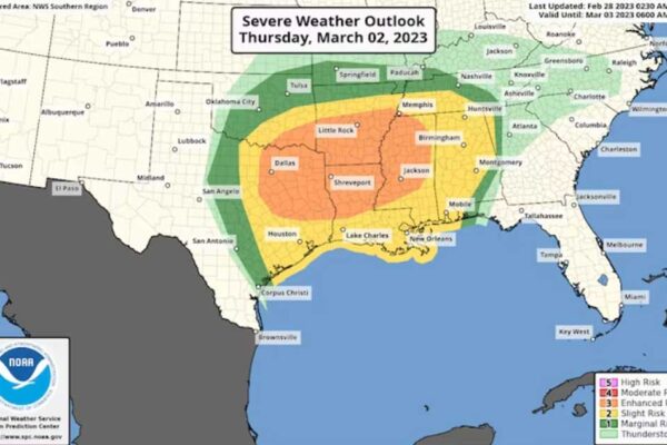 Sur de EEUU bajo riesgo de tormentas severas