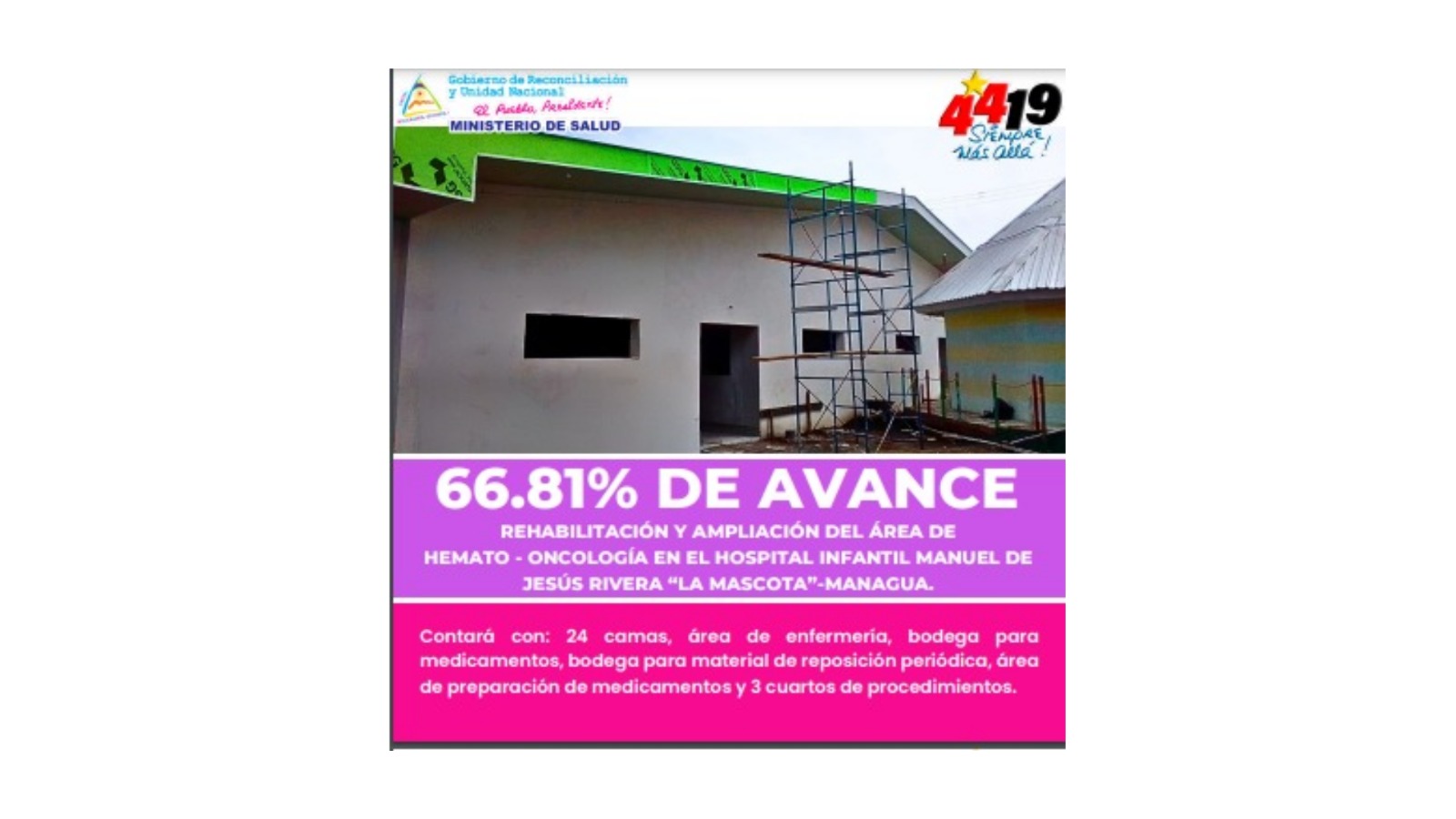Amplían y rehabilitan área de Hemato-Oncología del Hospital infantil Manuel de Jesús Rivera “La Mascota”