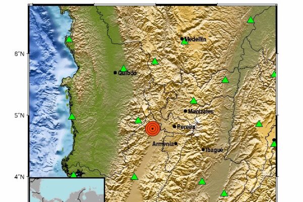 Un evento sísmico de 5,6 se registró en Colombia