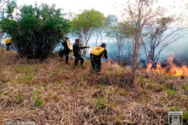 Ejército sofoca incendio forestal en Acoyapa y Juigalpa