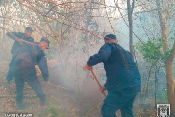 Fuerza Naval y comunidades unidas contra el fuego en Chinandega