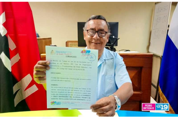 MITRAB declara Feriado Nacional el 19 de Julio por celebración del 45 aniversario de la Revolución Popular Sandinista