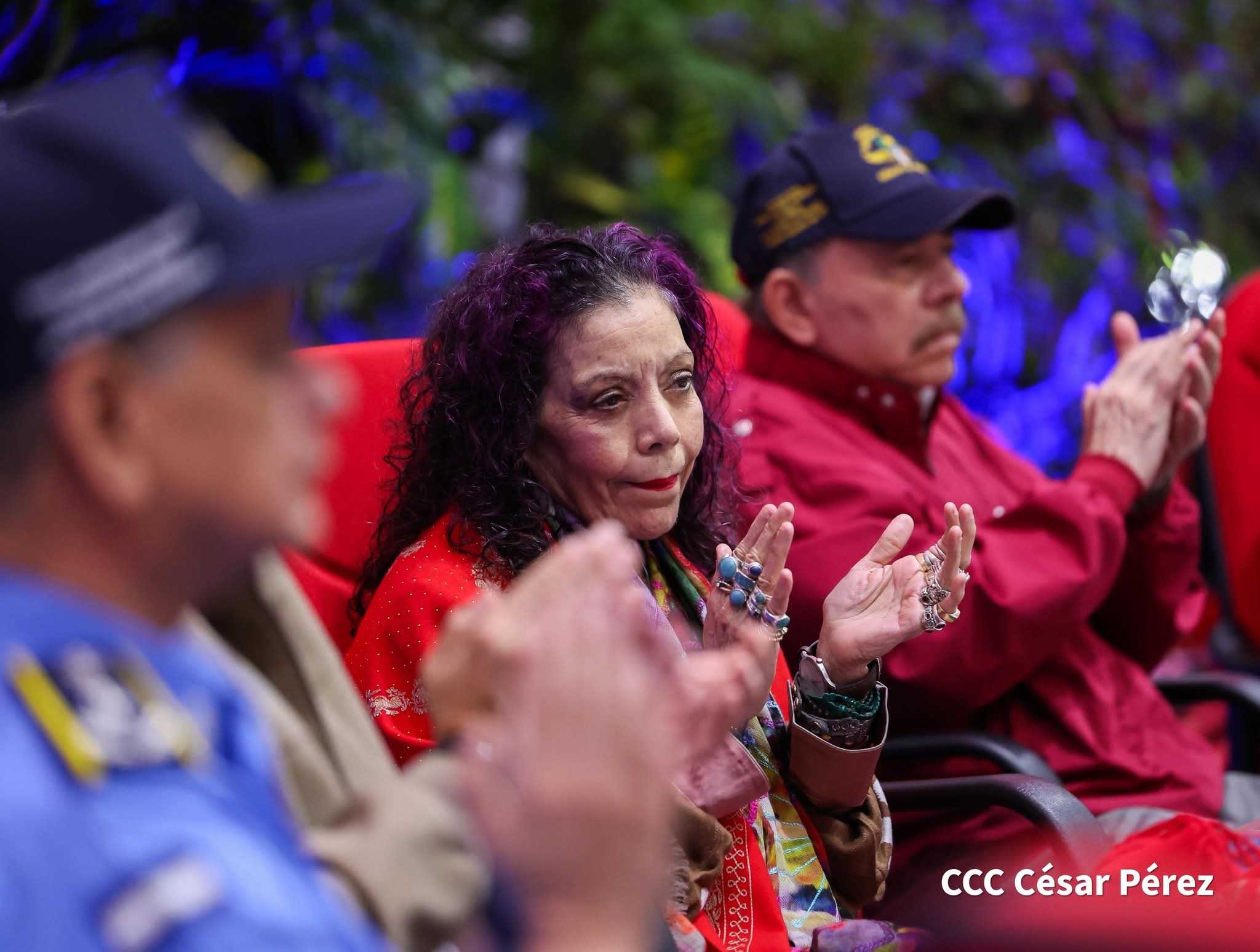 Acto central en conmemoración del 46 Aniversario de fundación de la Fuerza Aérea y defensa Anti-Aérea del Ejército de Nicaragua/ Declaraciones de Cra Rosario y del Cmdte Daniel después del acto