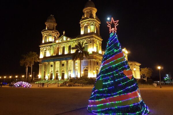 Nicaragua se llena de luz y color con la instalación de Árboles de la Vida y ornamentos navideños