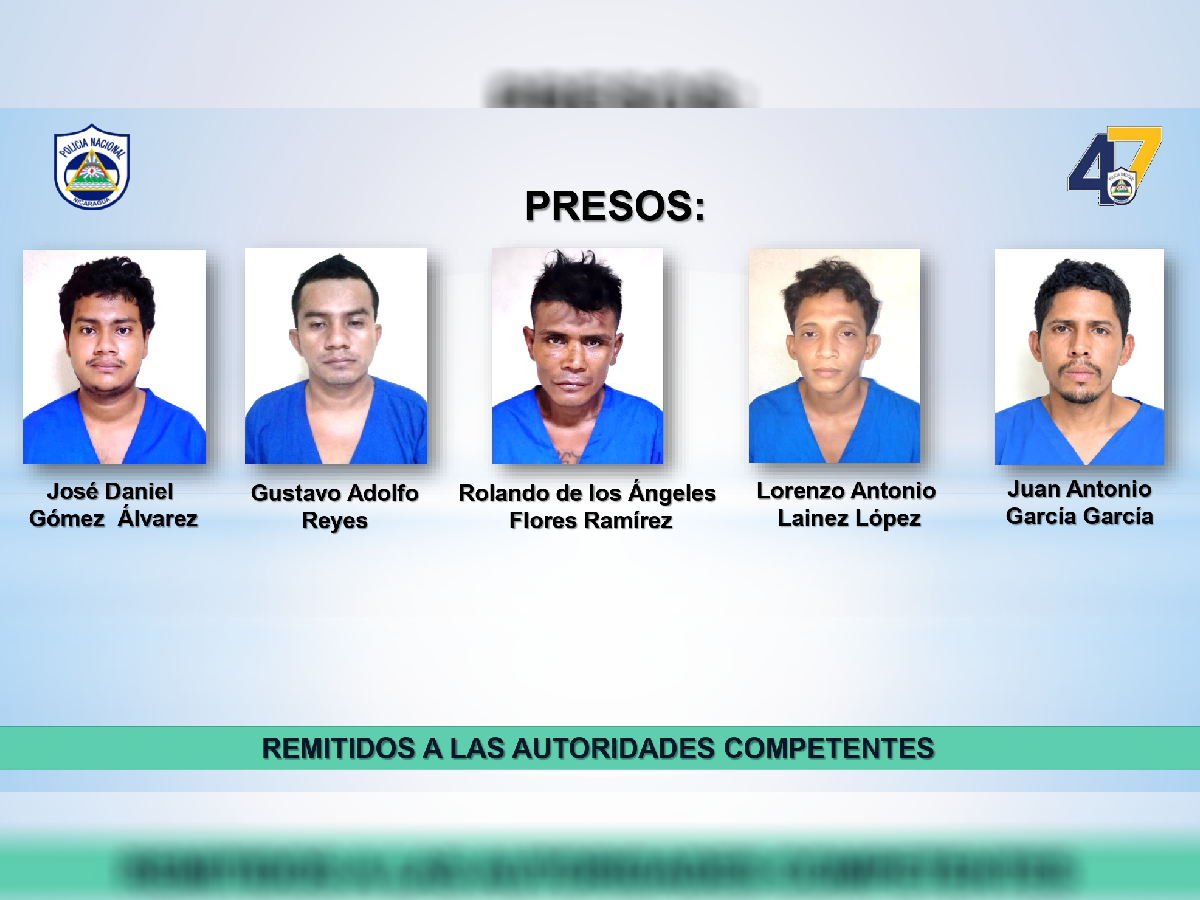 Policía Nacional captura a cinco sujetos señalados por asalto a dos mujeres en Managua