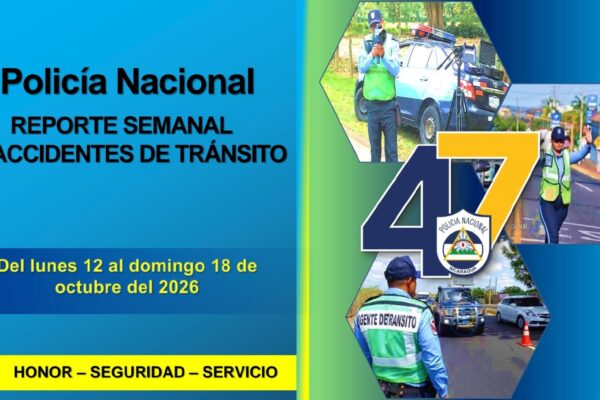 Policía Nacional reporta 1,394 accidentes de tránsito en Nicaragua durante una semana