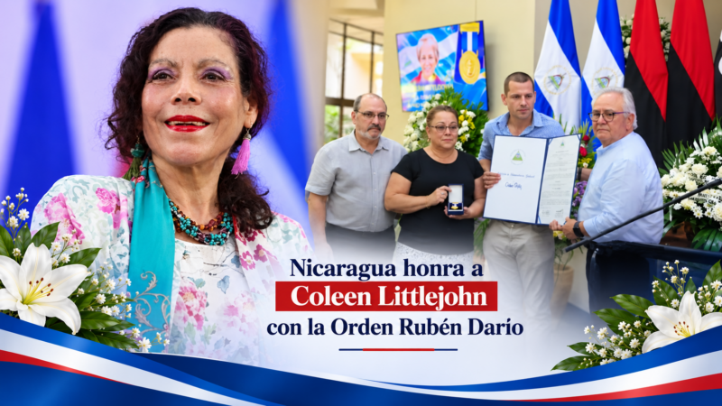 Nicaragua entrega Orden Rubén Darío a Coleen Littlejohn